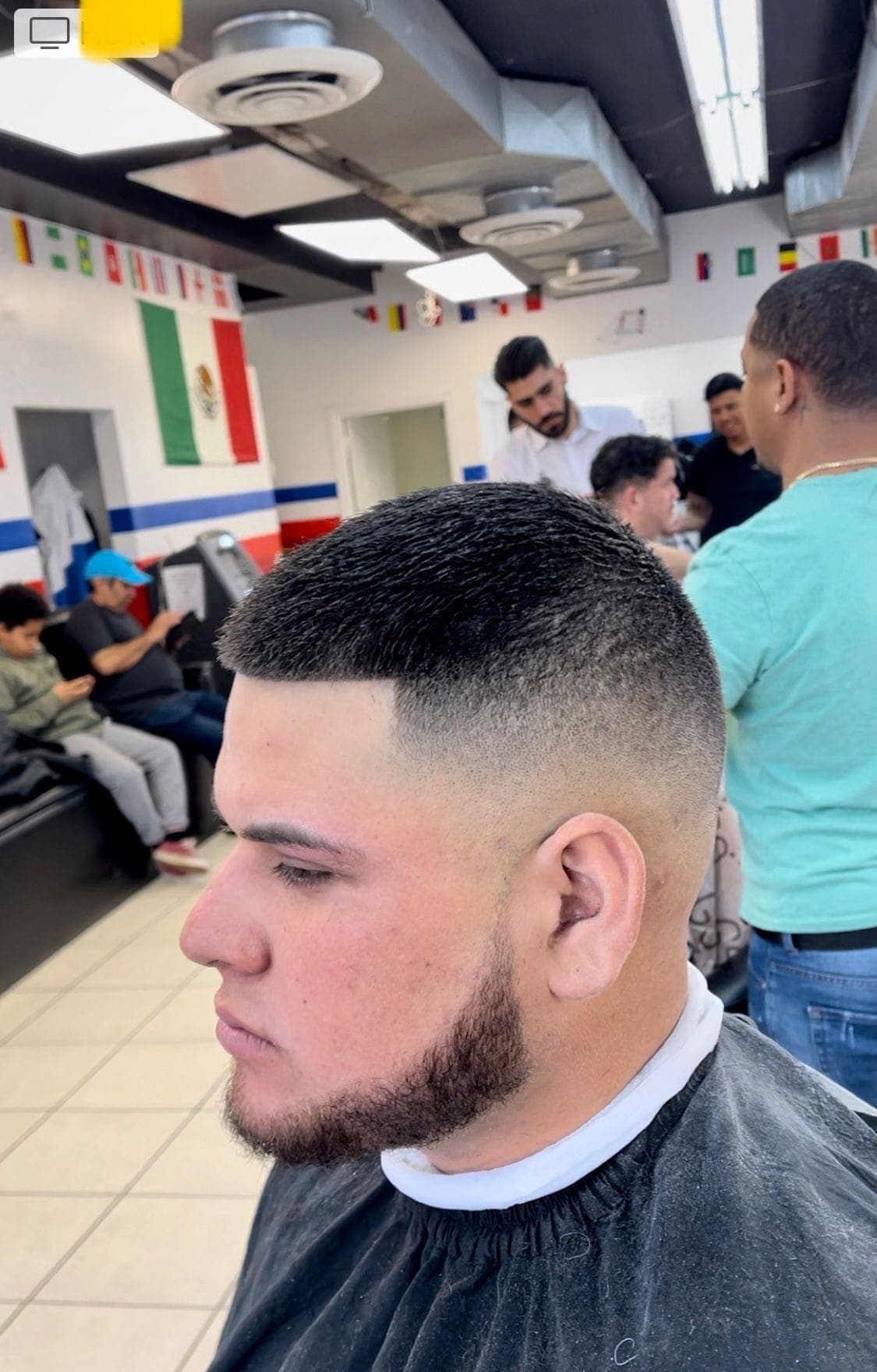 Fresh mid fade seen from the side